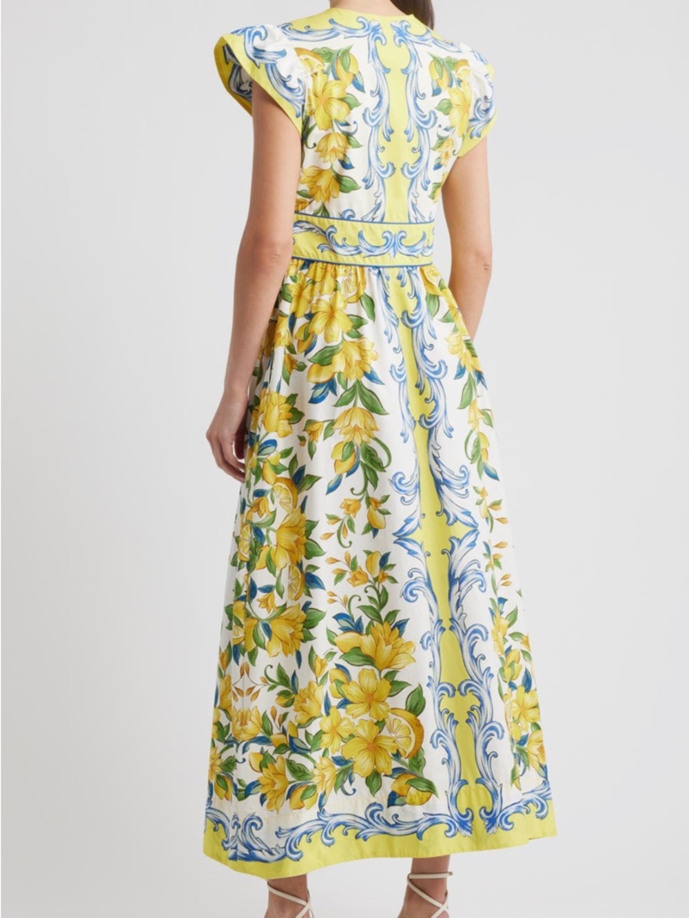 FARM Rio Yellow White Blue Floral Maxi Dress - Picture 2 of 11